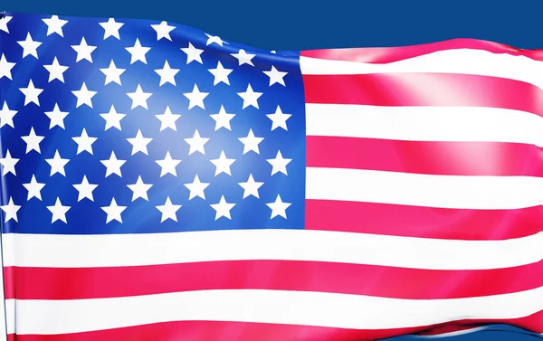 三维渲染横幅Usa旗帜挥动纹理 — 图库照片