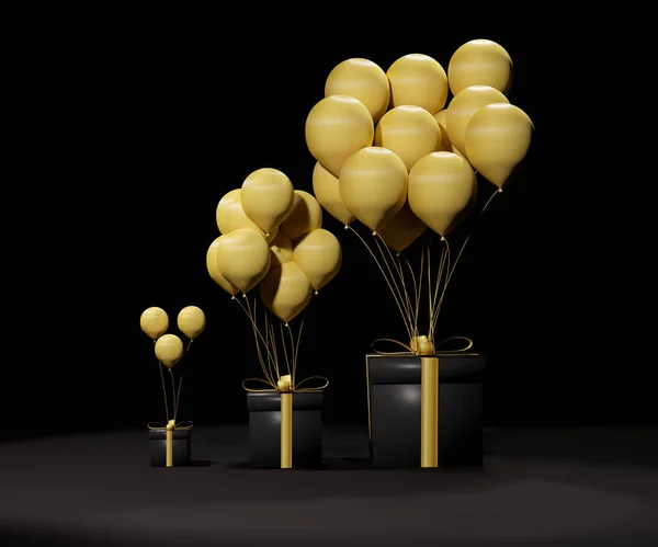 gift boxes for holiday balloons air 3D rendering