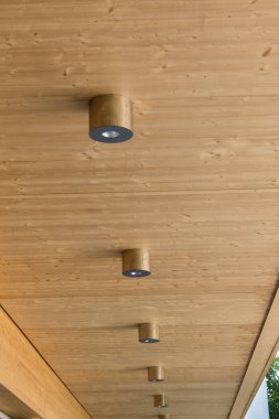 Modern yuvarlak lambalar Wodden Awning üzerinde Mount