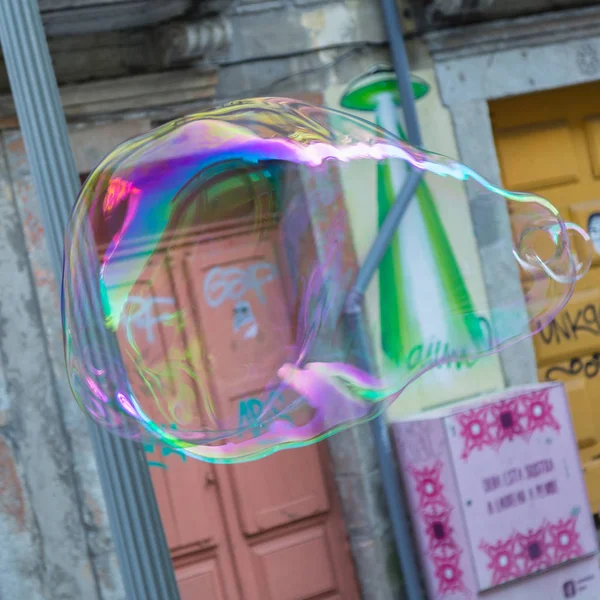 Soap Bubbles in a Street near Colofrul Doors — Stock Photo, Image