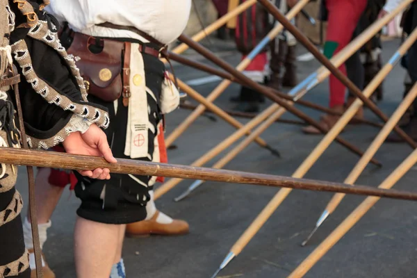 Vechten met middeleeuwse Europese Spears, Pole wapens: assen en Po — Stockfoto