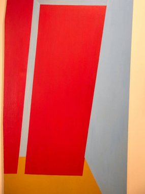 Soyut resim sanatı ile kırmızı geometrik şekiller