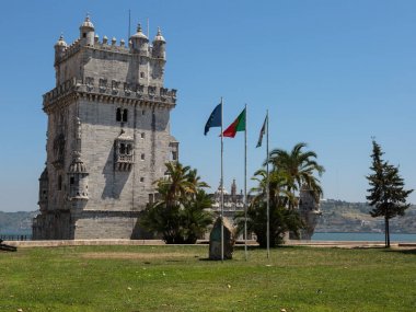 Belem Kulesi Lizbon, Portekiz Tagus Nehri üzerinde detay