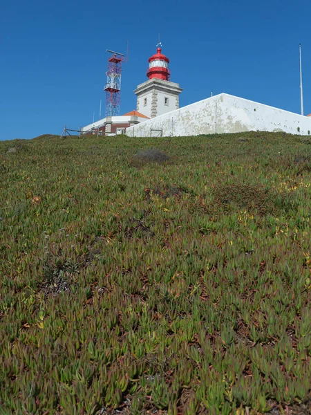 Farol Branco em Cabo da Roca, Sintra, Portugal — Fotografia de Stock