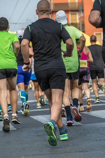 People Running in City Marathon: Rear View — Stock Photo, Image