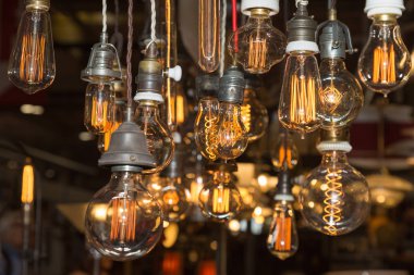 Vintage elektrik ampulleri akkor Filament ile grup