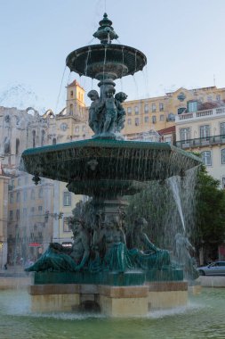 Barok çeşme Rossio Meydanı Lizbon, Portekiz
