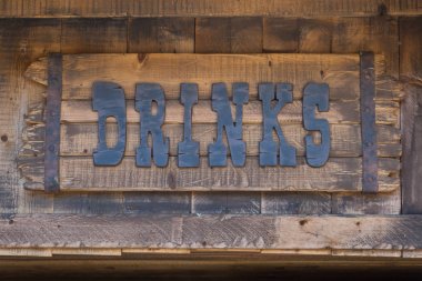 Drink Insignia, Text Symbol on Wooden Planks clipart