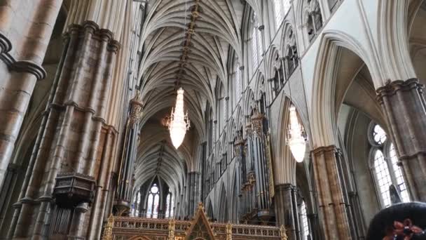 London Förenade Kungariket Juni 2019 Interiören Taket För Westminster Abbey — Stockvideo