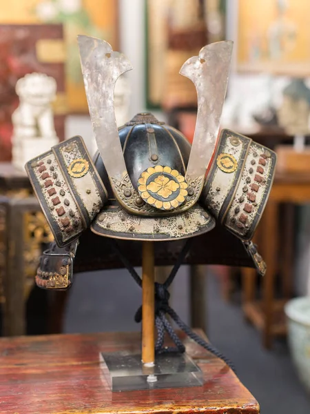 Antique Medieval Asian Helmet Kabuto Japanese Theme — Stok Foto