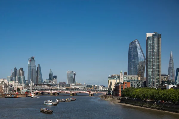 Blackfriars Bridge London Skyscrapers Skyline Tamiza Londyn — Zdjęcie stockowe