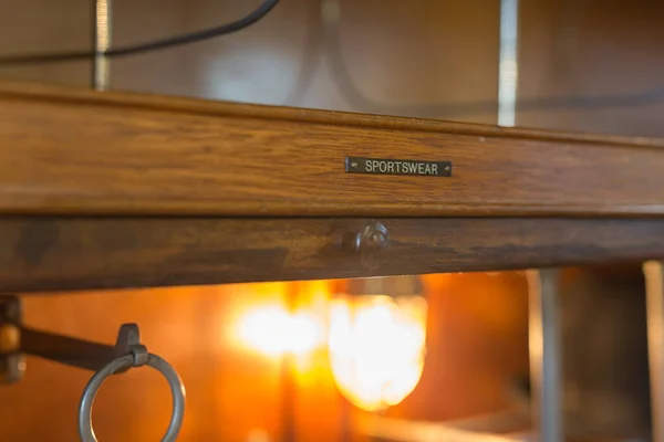 Detail Interior Old Wooden Wardrobe Hat Rack Internal Lamps — Stock Photo, Image