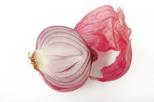 Rebanada cebolla chalota aislada sobre fondo blanco — Foto de Stock