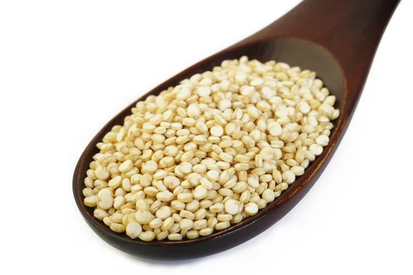 Tahta Kaşık Organik Quinoa Tohumları — Stok fotoğraf