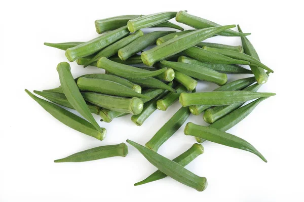 Okra Isolé Sur Fond Blanc — Photo