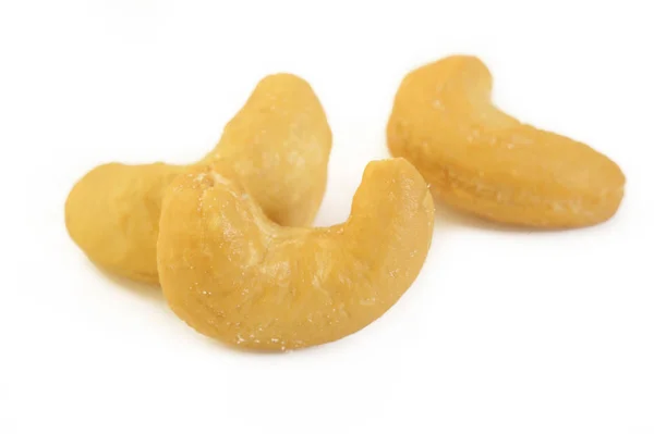 Gesalzene Cashewnuss Auf Weißem Hintergrund — Stockfoto