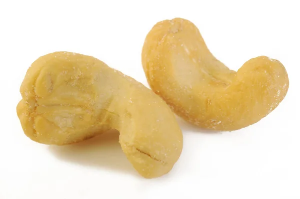 Gesalzene Cashewnuss Auf Weißem Hintergrund — Stockfoto