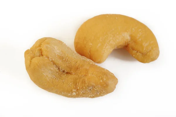 Gesalzene Cashewnuss Auf Weißem Hintergrund — Stockfoto