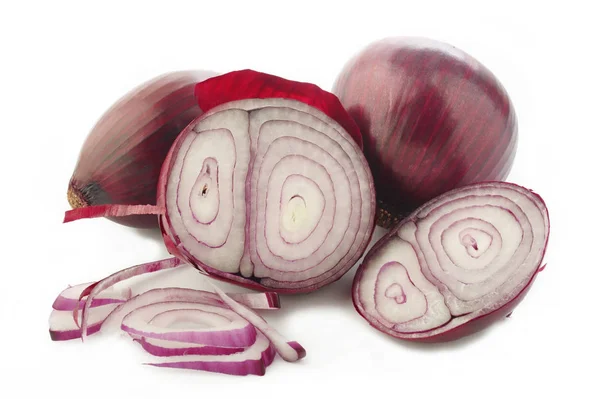 Sliced red onion on white background — Stock Photo, Image