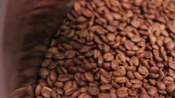 Kaffeehände in einer Tüte, Röstkaffee — Stockvideo