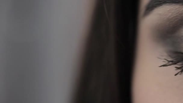 Vizážistka dělá holka krásný make-up před významnou událostí — Stock video