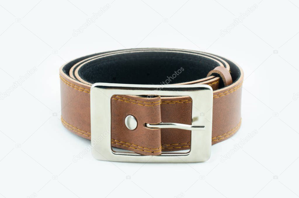 Brown belt men's white background.