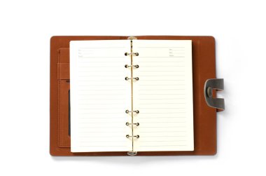 Beyaz arkaplanda boş bir defter