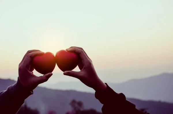 Mani che tengono il cuore a forma di amore — Foto Stock