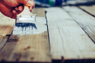Kolu fırça ahşap beyaz boyalı. 