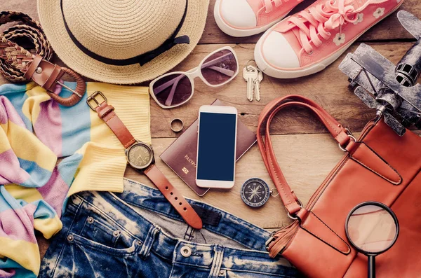 Disfraces de accesorios de viaje, equipaje, El costo de los viajes prepararse — Foto de Stock