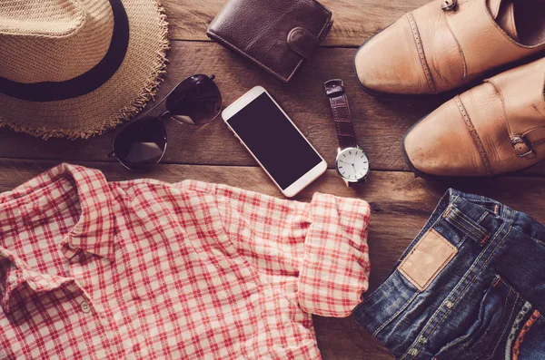 Travel Clothing accessories Apparel along for the trip — Stock Photo, Image