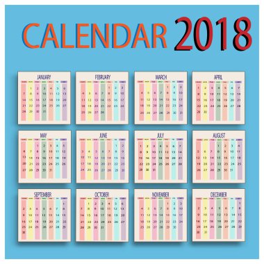 Günlük hayat 2018 takvimi zamanlaması