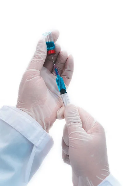 Médecin Gros Plan Avec Seringue Prête Injecter Vaccin Patient Concept — Photo
