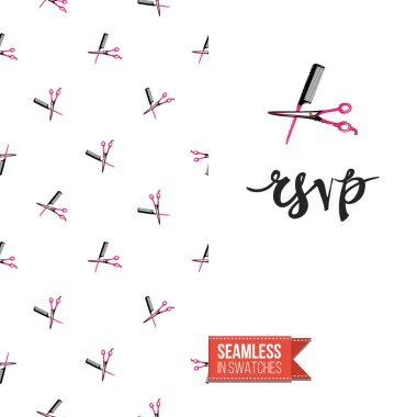 saç şekillendirme arka plan, desen, vektör çizim.