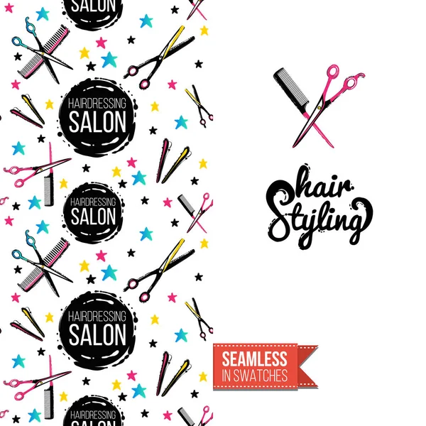 Hair Styling Lettering Sfondo Illustrazione Vettoriale — Vettoriale Stock