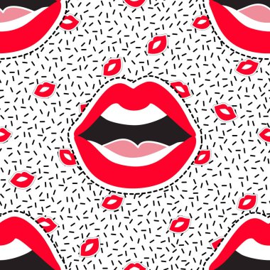 Kırmızı dudaklar arka plan, vektör çizim.