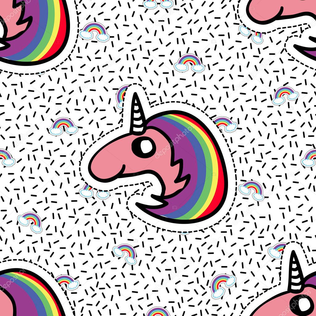 unicorns and rainbows  background, vector illustration.