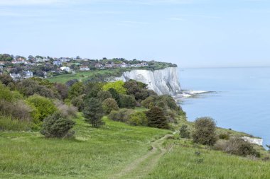 Dover kayalıklarla Milli Parkı üst kısımları üzerinde yol hiking