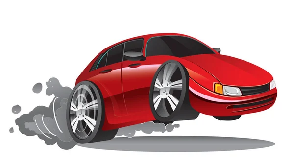 Vector illustratie van snel bewegende rode sport auto in cartoon stijl — Stockvector