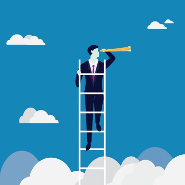 İş görme kavramı. Fırsat arıyorsunuz Merdiven tırmanma