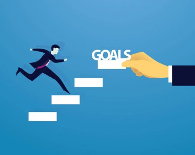 İşadamı tırmanma başarı merdiveni