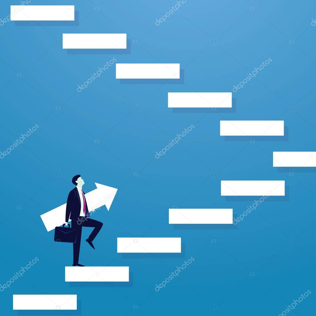 Businessman climb success ladder