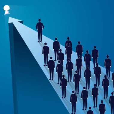 Liderlik kavramı. Yöneticisi önde gelen takım ileriye işçilerin