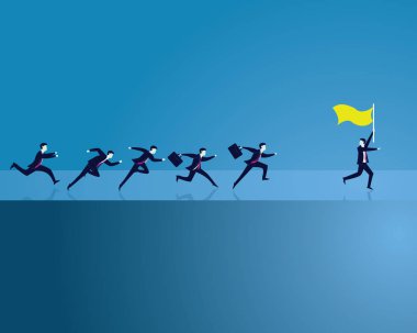 Liderlik kavramı. Yöneticisi önde gelen takım ileriye işçilerin