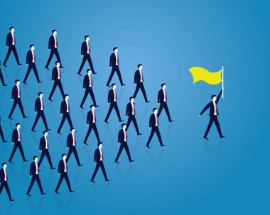 Liderlik kavramı. Yöneticisi önde gelen takım ileriye işçilerin