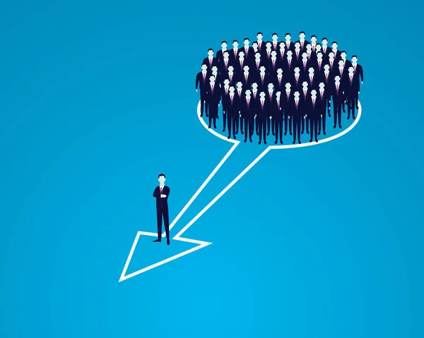 Liderlik kavramı. Yöneticisi önde gelen takım ileriye işçilerin