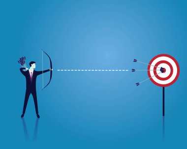 Ok ve yayla hedefi vurmak için işadamı odak