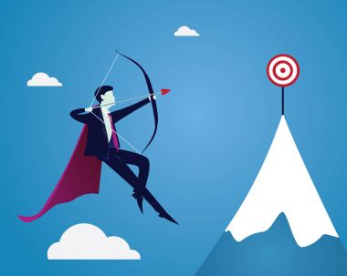 Ok ve yayla hedefi vurmak için işadamı odak