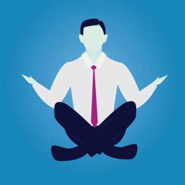 İşadamı Yoga konumda. Sakin sakin ol iş
