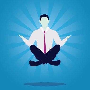 İşadamı Yoga konumda. Sakin sakin ol iş